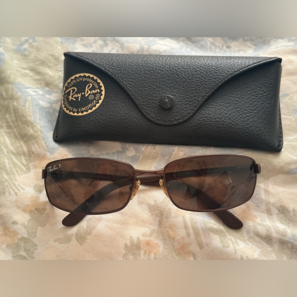Ray-Ban RB3478 Polarized Rectangular Brown Sunglasses